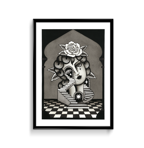 'Black & Grey Portal' Print