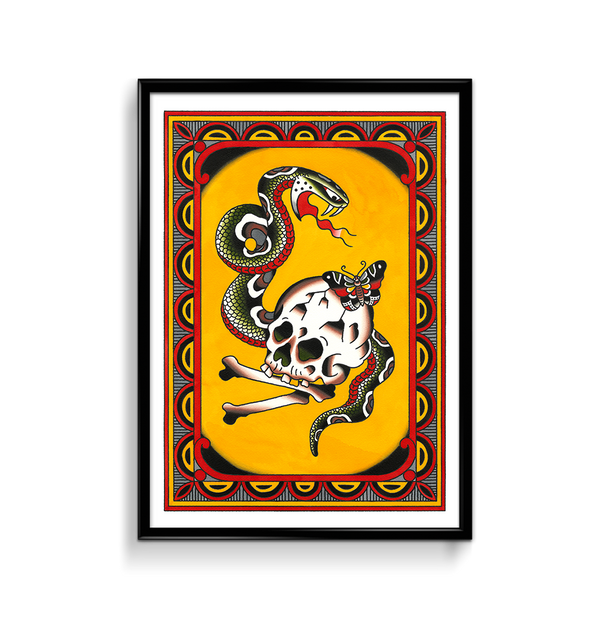 'Skull Snake & Butterfly' Print