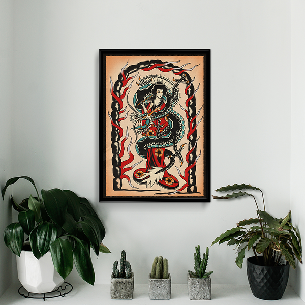 'Geisha Dragon' Print