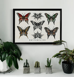 'Butterflies' Fine Art Giclee print by Tony Blue Arms printed by Few and Far Studio for Few and Far Co.