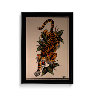 'Crawling Tiger' Fine Art Giclee print by Tony Blue Arms printed by Few and Far Studio for Few and Far Co.
