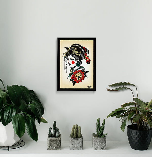 'Geisha' Fine Art Giclee print by Tony Blue Arms printed by Few and Far Studio for Few and Far Co.