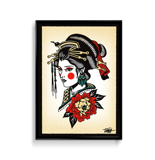 'Geisha' Fine Art Giclee print by Tony Blue Arms printed by Few and Far Studio for Few and Far Co.