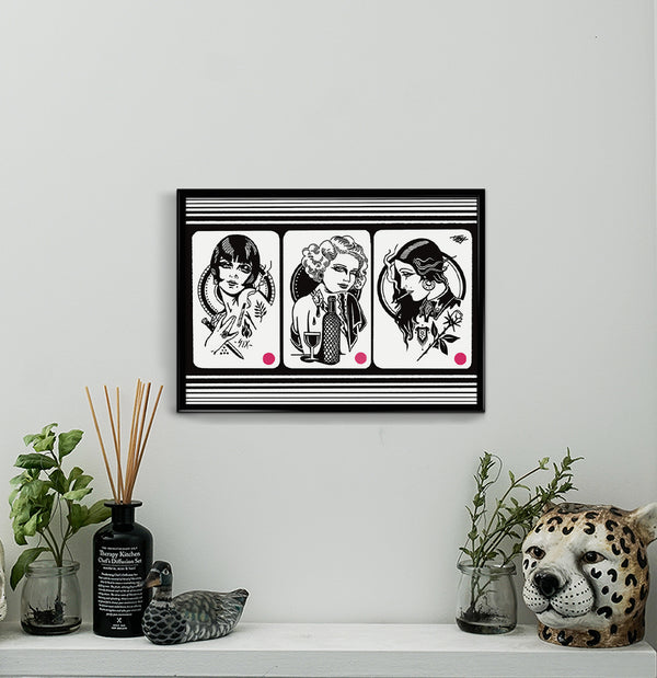 'Lovely Ladies' Fine Art Giclee print by Tony Blue Arms printed by Few and Far Studio for Few and Far Co.