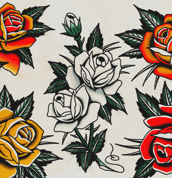 'Roses' Fine Art Giclee print by Tony Blue Arms printed by Few and Far Studio for Few and Far Co.