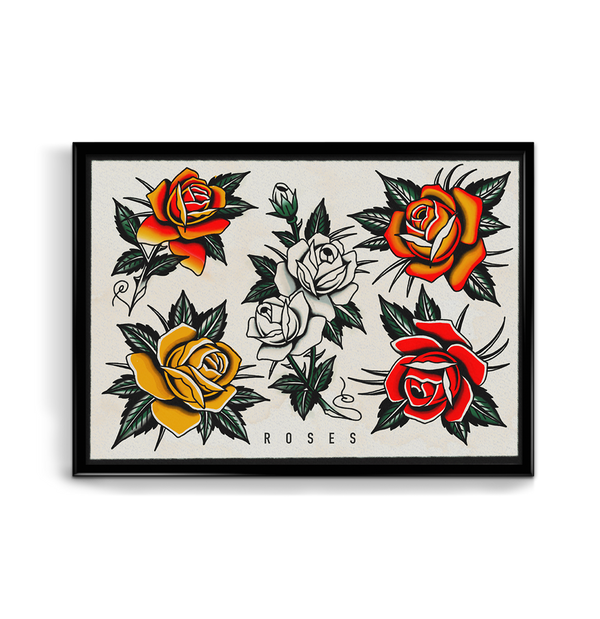 'Roses' Fine Art Giclee print by Tony Blue Arms printed by Few and Far Studio for Few and Far Co.