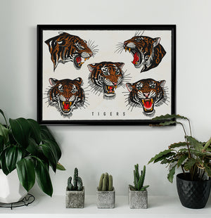 'Tigers' Fine Art Giclee print by Tony Blue Arms printed by Few and Far Studio for Few and Far Co.
