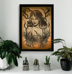 'Woman' Fine Art Giclee print by Tony Blue Arms printed by Few and Far Studio for Few and Far Co.