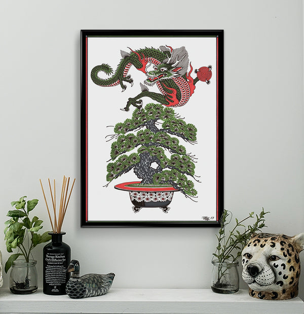 ‘Dragon 1’ Fine Art Giclee print by Tony Blue Arms printed by Few and Far Studio for Few and Far Co.