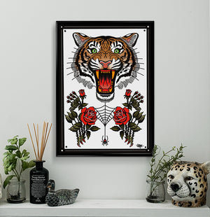 ‘Tiger’ Fine Art Giclee print by Tony Blue Arms printed by Few and Far Studio for Few and Far Co.