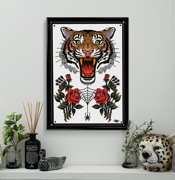 ‘Tiger’ Fine Art Giclee print by Tony Blue Arms printed by Few and Far Studio for Few and Far Co.